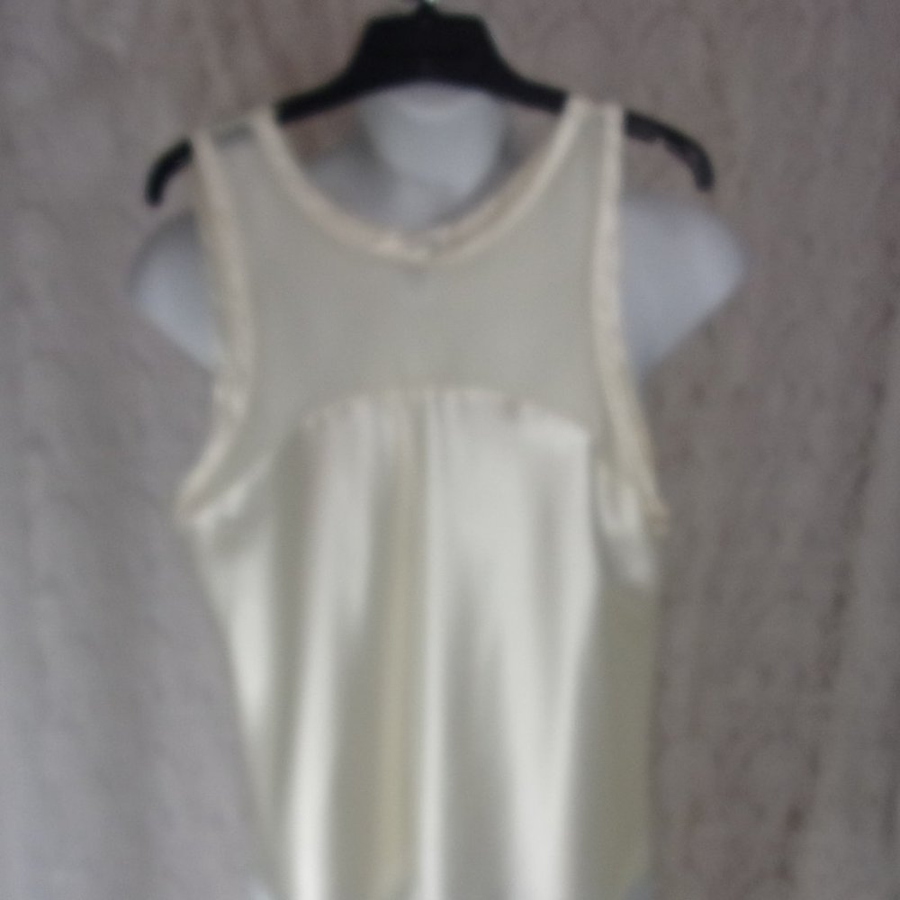 Cinema Sexy Ivory Satin Chiffon Tank Top NWT Size L